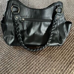APT 9 Black Tote Handbag with Braided Handles